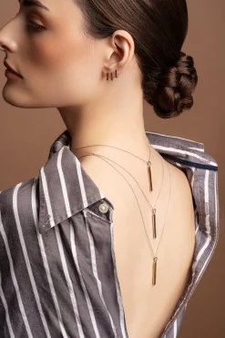 Plain Bar Sterling Silver & Gold Pendant