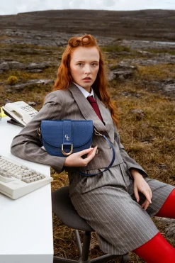 Saddle Bag - Atlantic Blue Croc Detail