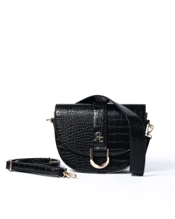 Saddle Bag Black Croc Detail
