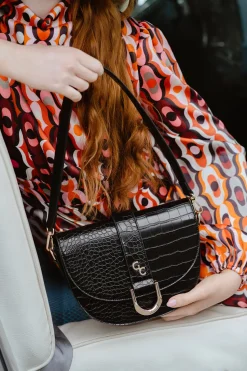 Saddle Bag Black Croc Detail