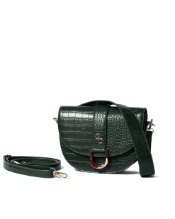 Saddle Bag Forest Green Croc Detail