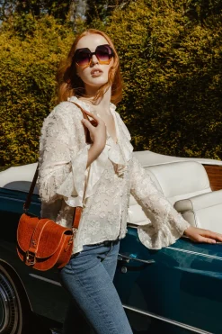 Saddle Bag Tan Croc Detail