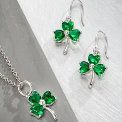 Shamrock Green Crystal Sterling Silver Earrings