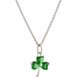 Shamrock Green Crystal Sterling Silver Pendant