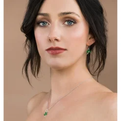 Shamrock Green Crystal Sterling Silver Pendant