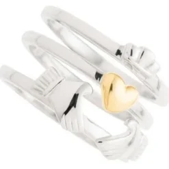 Three Part Claddagh Sterling Silver & Gold Ring