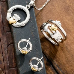 Three Part Claddagh Sterling Silver & Gold Ring