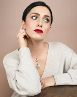 Tree Of Life Green Crystal Sterling Silver Pendant