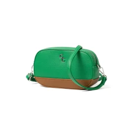 Two Tone Cross Body Bag - Green & Tan