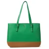 Two Tone Large Tote - Green & Tan