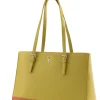 Two Tone Large Tote - Lime & Tan