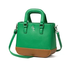 Two Tone Shoulder Bag - Green & Tan