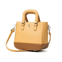 Two Tone Shoulder Bag - Tan & Brown