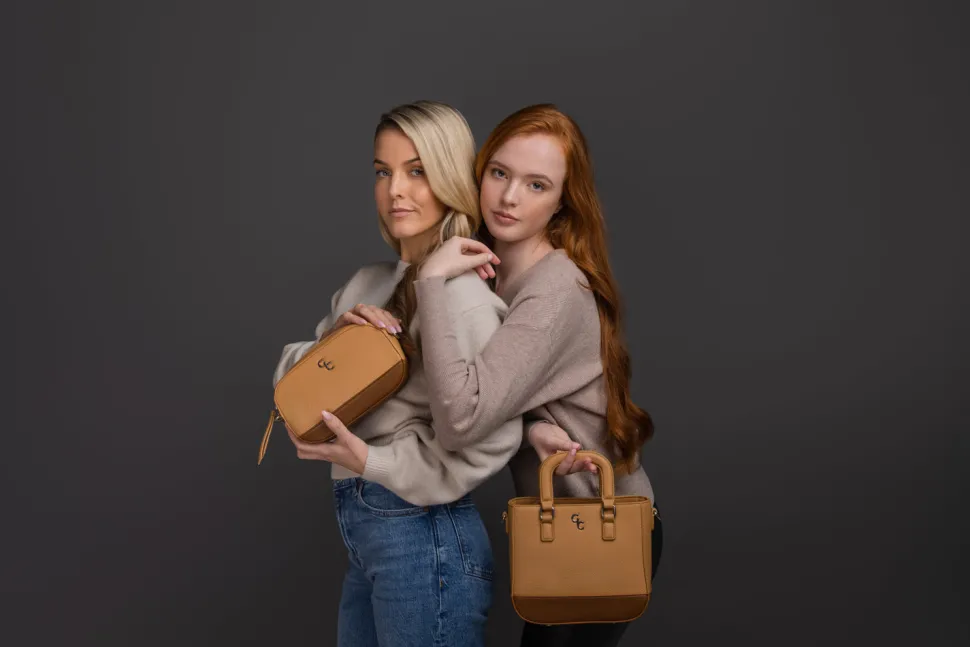 Two Tone Shoulder Bag - Tan & Brown