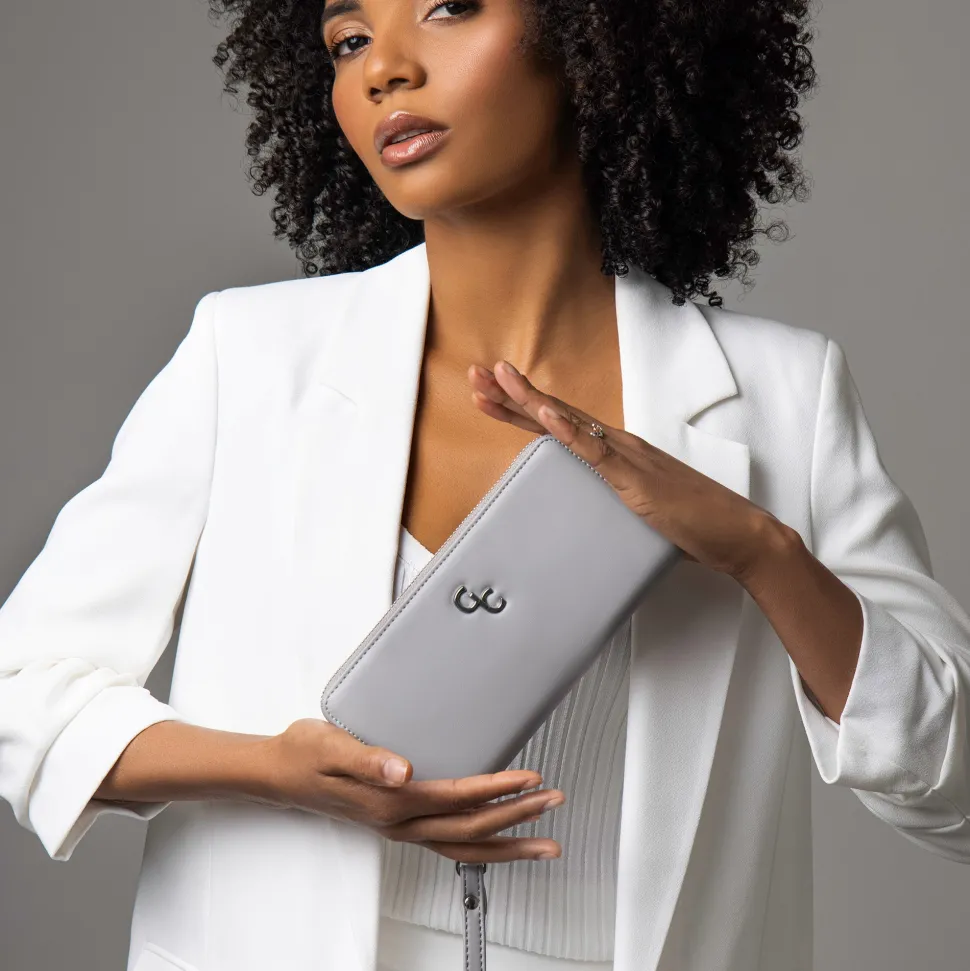 Women's Leather Wallet in Grey