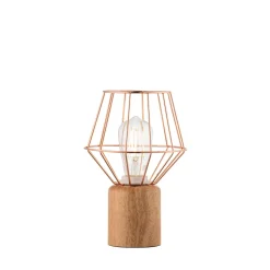 Wood and Copper Table Lamp