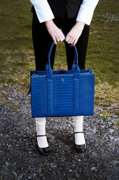 XL Tote Atlantic Blue Croc Detail