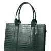 XL Tote Forest Green Croc Detail