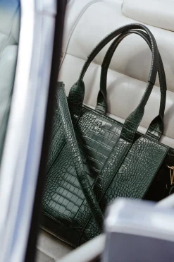 XL Tote Forest Green Croc Detail