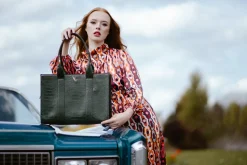 XL Tote Forest Green Croc Detail