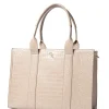 XL Tote Light Taupe Croc Detail